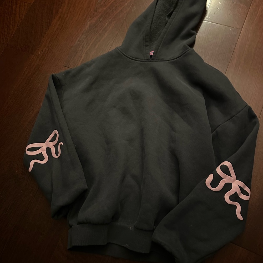 Edikted Dark Grey Hoodie with Pink Accents